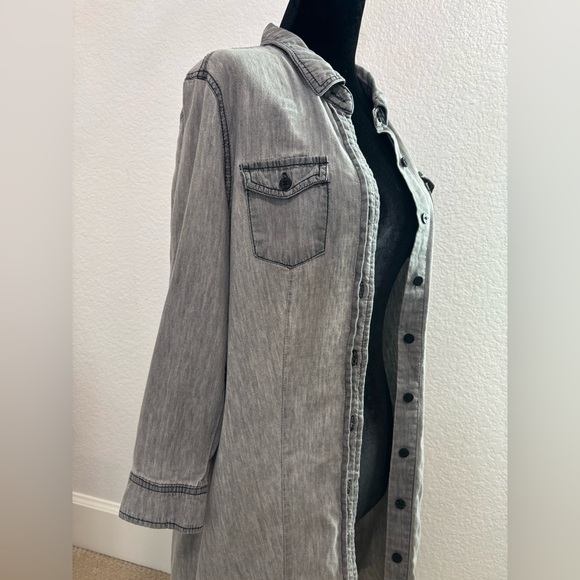 Ci Sono Women's Gray Long Denim Jacket - Picture 6 of 12